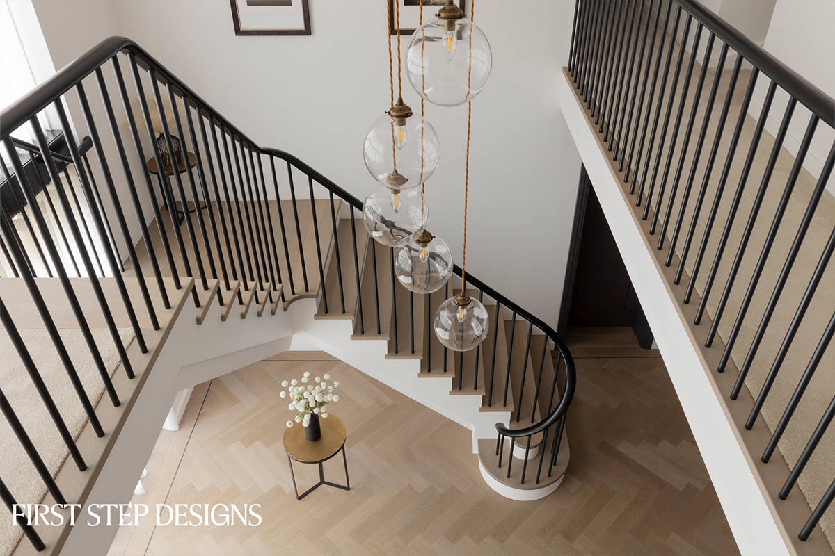 The Brackens | Cut String Stairs with Curved Handrail | First Step ...