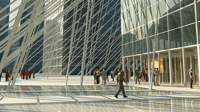 An image still from an animation for Kerez's office building project in Zhengzhou. Credit: Christian Kerez