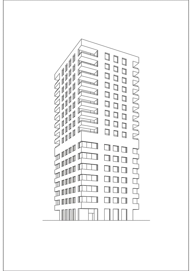 The mixed-use building. Image courtesy David Chipperfield Architects