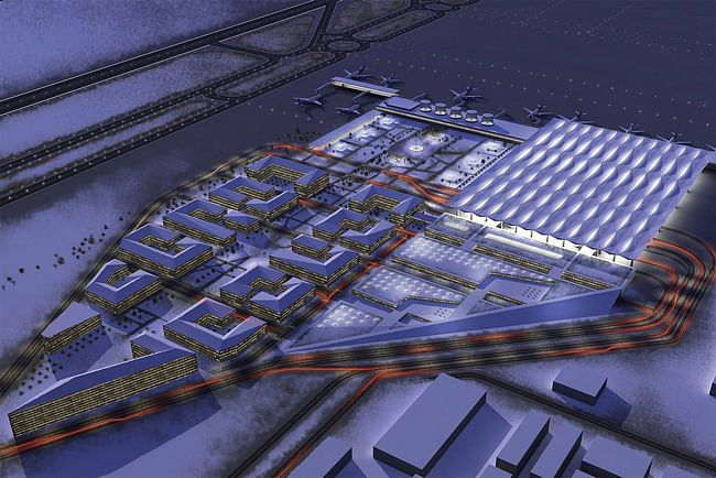Aerial view of the proposed Airport City (Image: Grimshaw Architects)