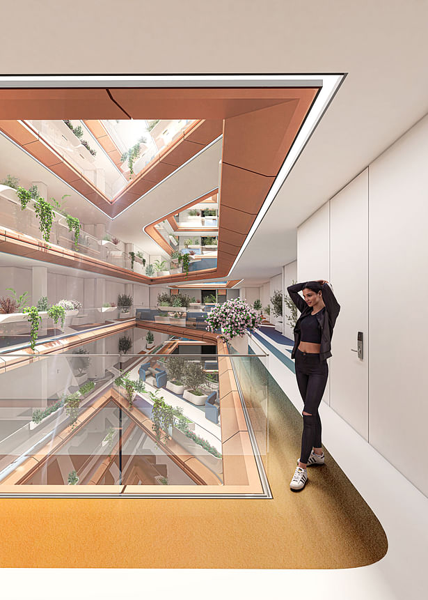 Interior LVL 8 Atrium[Render © Arian Hakimi Architects]