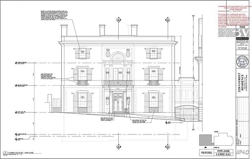 Elevation of Jeff Bezos's new $23M (+ $12M reno) abode in Washington, D.C. Image: DCRA, via washingtonian.com.