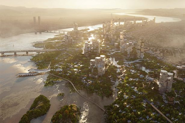‘Hyper-Abundant City’ Apgujeong 100-Year Master Plan by RIOS for SBAU 2023; rendering by Aesthetica Studio