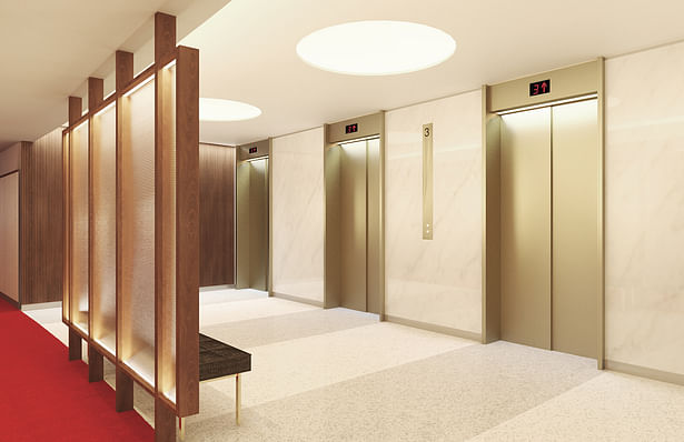 TWA study for the elevators area interior