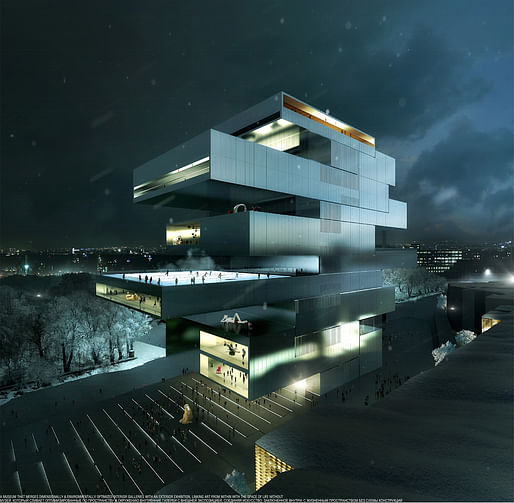 New NCCA proposal by Heneghan Peng Architects. Image/Visualization by Luxigon