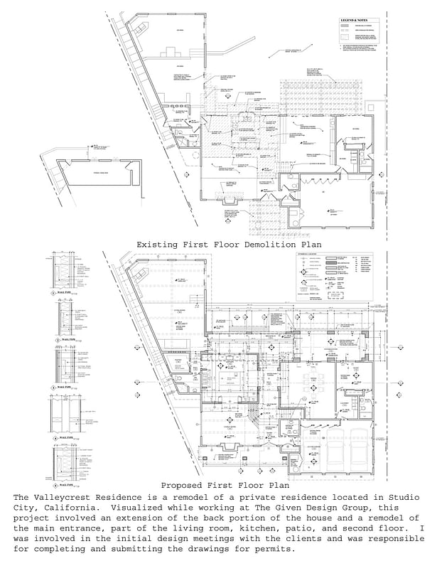 Existing first floor demolition and first floor plans