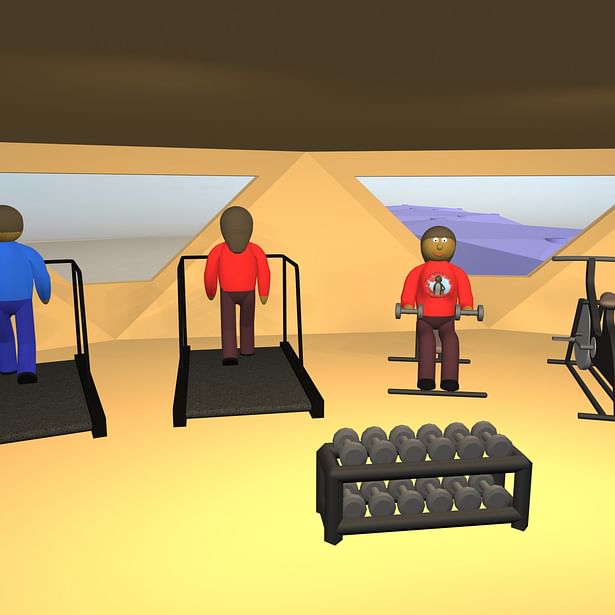 The station features a two-story fully equipped gym fo rthe exclusive use of station residents. With a large selection of equipment, none of the station's residents should ever have to wait in line to work out.