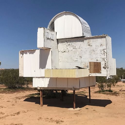 Noah Purifoy’s "Homage to Frank Gehry," 2000, Noah Purifoy Outdoor Desert Art Museum of Assemblage Sculpture, Joshua Tree, CA. Photo: Sara R. Harris. From the 2019 individual grant to Sara R. Harris + Jesse Lerner for "These Fragmentations Only Mean ..."