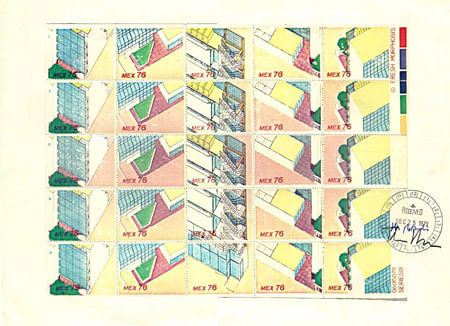 Stamps, 1979, Partial isometric views of the Reidel Medical Building by Morphosis (Thom Mayne and Michael Rotondi)