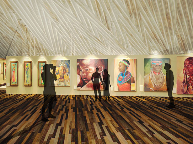 The Art Gallery, with its corrugated metal roof and wenge wood floor