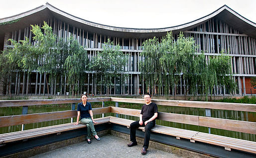 Wang Shu and his wife, Lu Wenyu, also an architect, at the China Academy of Art. (Photo: Sim Chi Yin for The New York Times)