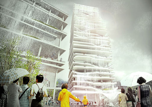 Entry to the Taichung City Cultural Center competition by KAMJZ; waterfall view (Image: KAMJZ)
