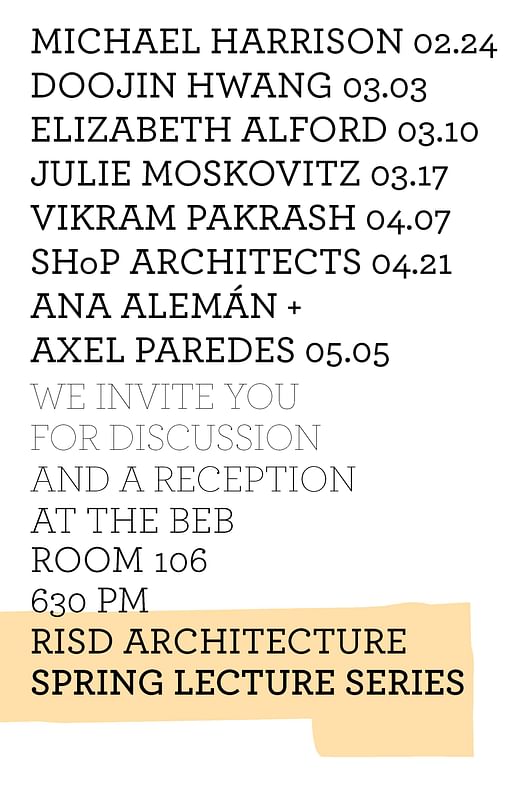 Spring '14 Lectures at the RISD School of Architecture. Image via architecture.risd.edu.