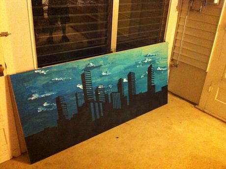 Almost finished Denver Skyline painting