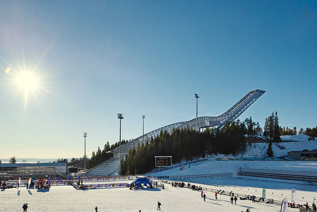 Image via the Holmenkollen ski jump's Airbnb page.