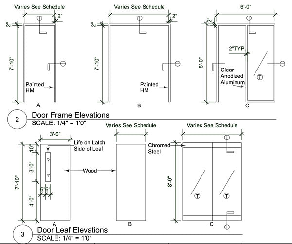 Door Frame and Door Leaf Elevations