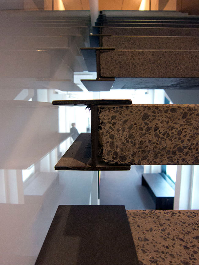 Stairs at Juhani Pallasmaa's art museum in Rovaniemi, Finland.