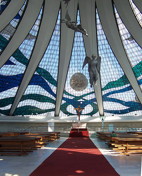 Cathedral of Brasília, Brasília (interior) via WikiMedia