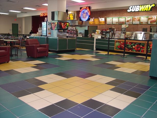 I designed all wall and floor tile layouts and patterns to match Subway's color scheme