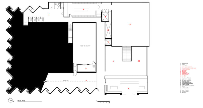 Len Lye Center - Plans. Image: Patterson Associates Architects.