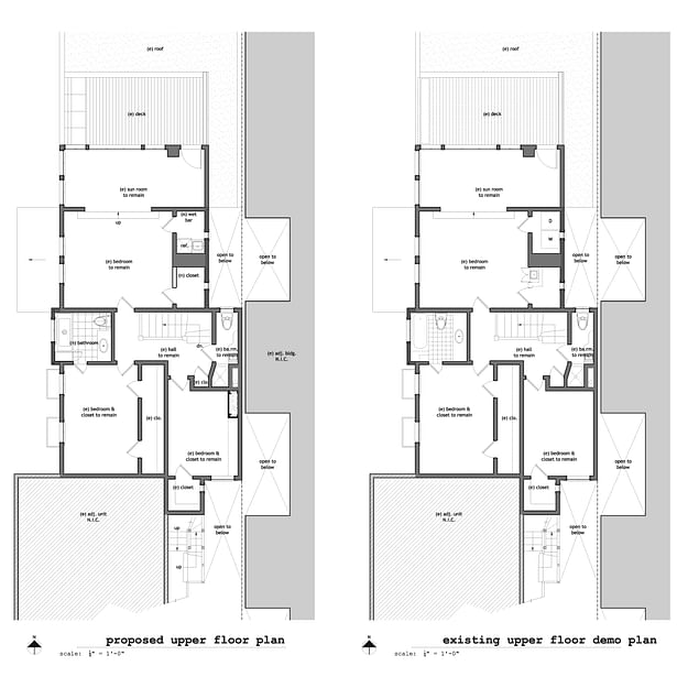 Existing & Proposed Upper Floor Plans