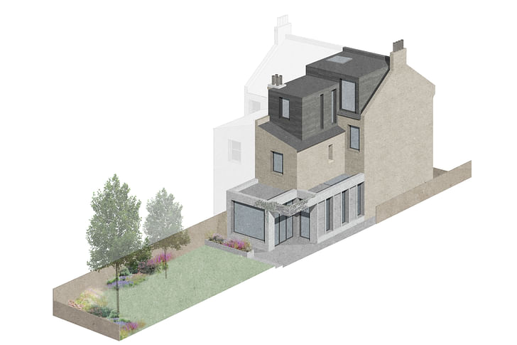 CJ Residence in Walthamstow, 'As part of our proposed design, we aim to retain and gradually blend this more mature garden into a softer more open external space linking the proposed rear/side additions.'