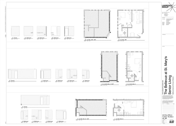 I worked in plan, reflected ceiling plan, and elevation to document each unit type variation.