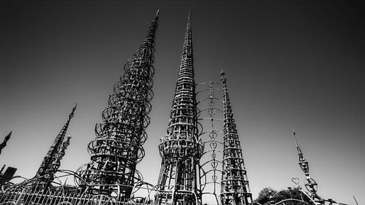 The Watts Towers were one of three California sites named 'at-risk' by the Cultural Landscape Foundation in Washington, D.C. Their care is now under the stewardship of the Los Angeles County Museum of Art. (Los Angeles Times; Photo: John C. Lewis / TCLF)