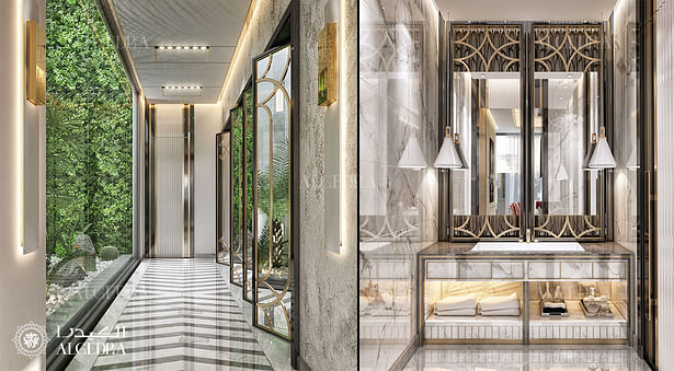 Hallway design in luxury villa