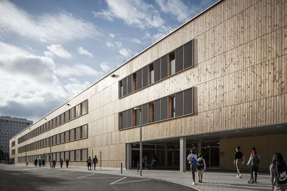 This K-12 project in Germany from gmp is one of the world’s largest modular timber school buildings