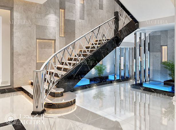 Staircase design of small villa in Bahrain