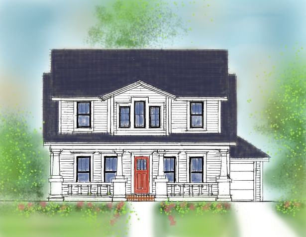 Front elevation for a Craftsman styled house for Orlando