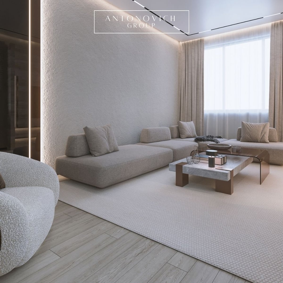 Efficient Elegance: Space Planning for Modern Family Sitting Interior ...
