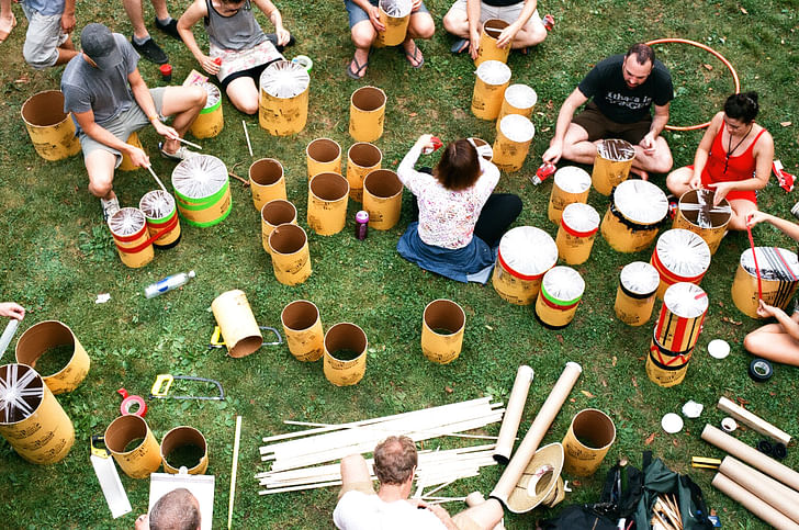 Drum-making at Camp Wandawega. Photo by Christian Hatten.