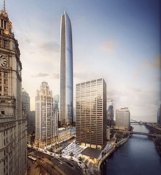 View of the proposed tower. Image courtesy of Golub & Co. and CIM Group.