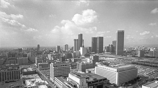 By 1979, voters had killed a 13-story height limit on downtown Los Angeles buildings and a new skyline was beginning to take shape. (via latimes.com; Photo: Bruce Cox)