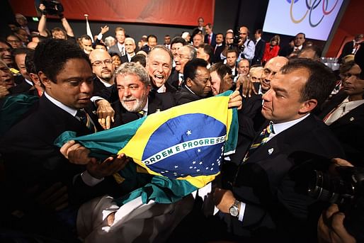 Then-President Lula with the famous soccer player Pelé after Rio was announced as the host for the 2016 Olympics. Since the announcement, allegations of corruption have mired the lead-up to the games. Credit: Wikipedia