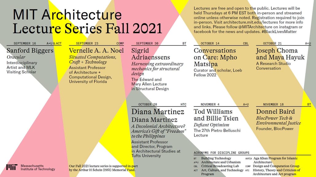 Get Lectured: MIT, Fall '21 | News | Archinect