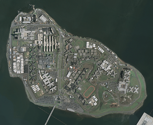 USGS aerial photo of Rikers Island. Photo via Wikipedia.