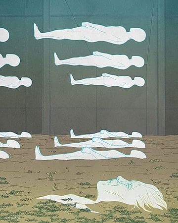 Within the decomposition chamber, each body would be separated from bodies above and below it by several feet of wood chips, straw, and other organic material. Illustration by Jon Adams, via thestranger.com.