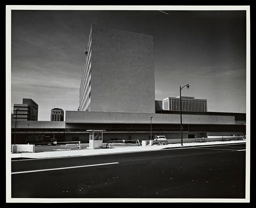 Parker Center. Photograph by Julius Shulman. © J. Paul Getty Trust. Getty Research Institute, Los Angeles.