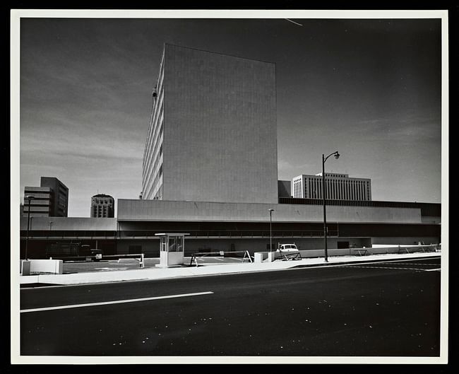 Parker Center. Photograph by Julius Shulman. © J. Paul Getty Trust. Getty Research Institute, Los Angeles.