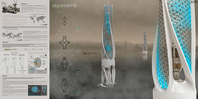 Honorable Mention: AlgaeComb Skyscraper by Ju Hwan Lee, Jin Ah Kim, Jong Min Choi (South Korea)