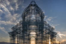 First photos of Edoardo Tresoldi's wire mesh cathedrals at Coachella
