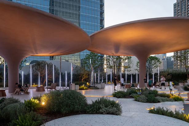 Multi-functional public space under“lotus leaf” ©Nancy Studio