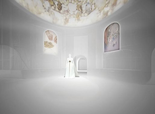A rendering of Shigematsu's designs for the Met's Costume Institute show includes ceiling projections. Image credit OMA via the Wall Street Journal.