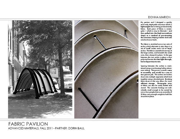Fabric Pavilion - render and model photograph