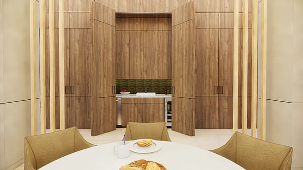 View of the kitchenette from the dining room.