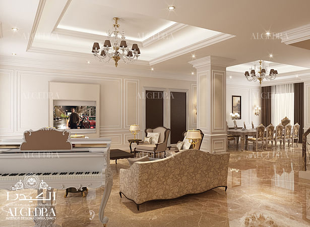 Lounge area in luxury villa