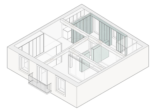 Axonometric view of apartment interior